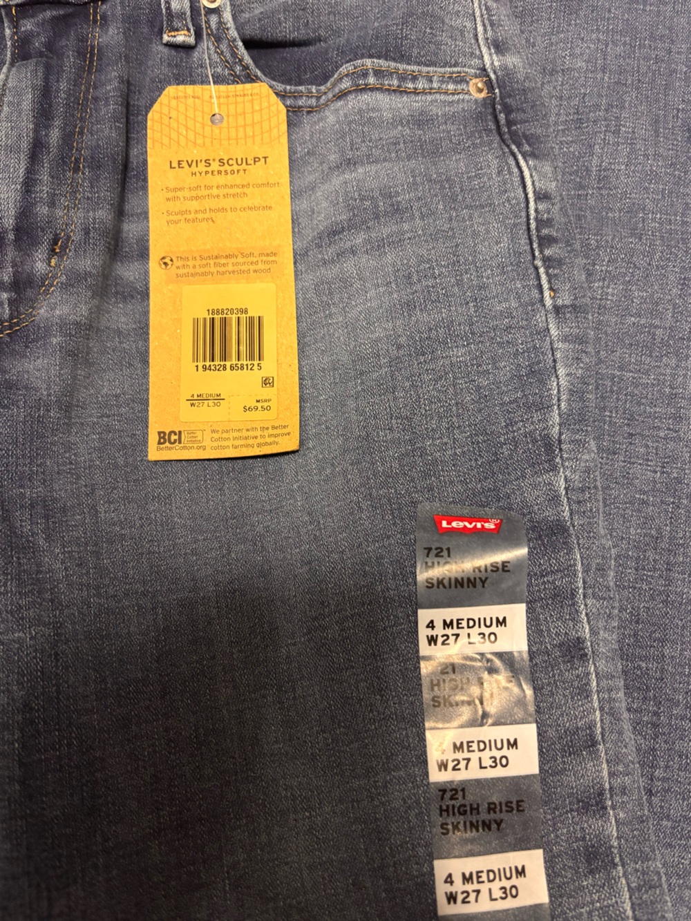 Levi's 721 High Rise Skinny Jeans in Light Blue